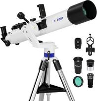 Svbony SV520 teleskopas, 90 mm diafragma, 800 mm židinio nuotolis, astronominis teleskopas su altazimutiniu laikikliu, belaidis valdymas, metalinis teleskopo rinkinys vizualiniams stebėjimams