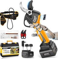 SWANSOFT 40 mm akumuliatorinės genėjimo žirklės, 21 V elektrinės genėjimo žirklės, 1050 W, su 4 Ah akumuliatoriais x2, bešepetėliniu varikliu, skystųjų kristalų ekranu, 1,2 m ilgio prailginimo laidu - medžių, šakų ir sodų genėjimui (geltonos spalvos)