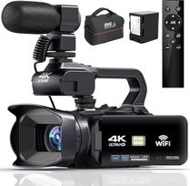 Sxhlseller 4K vaizdo kamera Vaizdo kamera - 64MP 60FPS 18X skaitmeninis priartinimas Automatinis fokusavimas Vlogging kamera, 4500 mAh 4,0 colių jutiklinis ekranas WiFi vaizdo kamera su nuotolinio valdymo pultu / mikrofonu / fotoaparato krepšiu "YouTube