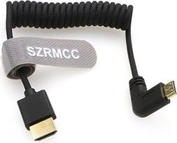 SZRMCC 8K 2.1 HDMI į mini HDMI dešiniuoju kampu itin didelės spartos pintas kabelis, skirtas "Sony CX7", "A7 II", "A7S II", "Canon EOS 70D/80D", "Nikon D500", "D7500", "Z6/Z7", "Pan-asonic Lumix Fuji" fotoaparatams