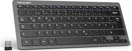 TECKNET plona belaidė klaviatūra, vokiškas QWERTZ išdėstymas, 2,4 GHz, 78 klavišai, mini belaidė klaviatūra su "Nano USB" imtuvu, skirta "Windows 11/10/8/7/Vista/XP" ir "Android Smart TV" - pilka