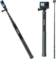 TELESIN 120 cm ilgio anglies pluošto asmenukių lazdos monopodo ilgintuvas, skirtas "GoPro Hero 13 12 11 11 10 9 8 7 Max" serijai, DJI Osmo 360 Action 6 5 Pro 4 3, Insta360 X5 X4 X3, ONE X2, ONE R, ONE X