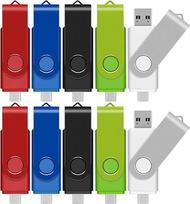 TEWENE USB C atmintinė 4GB, 10 vnt., USB 2.0 atmintinė telefonams ir planšetiniams kompiuteriams, atmintinė mobiliesiems telefonams 2 viename (USB-C ir USB-A), skirta telefonams, planšetiniams kompiuteriams ir "Android" telefonams bei kompiuteriams