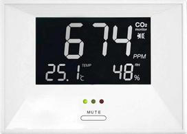 TFA Dostmann CO2 matuoklis 31.5003 CO2 monitorius AIRCO2NTROL LIFE su temperatūros ir drėgmės matuokliu, skirtas patalpų oro stebėsenai, su aliarmo funkcija, dviejų spindulių jutiklis, anglies dioksido matuoklis, baltos spalvos
