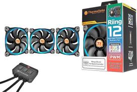 Thermaltake Riing12 LED RGB ventiliatorius 256 spalvų 120 mm su jungikliu - juodas (3 vnt.)