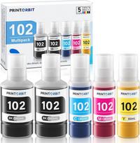 Tinte 102 Multipack Kompatibel für Eco Tank ET-2850 ET-4750 ET-4850 ET-2750 ET-3750 ET-3850 ET-4856 ET-15000 ET-2700 ET-3700, Druckerpatronen 102