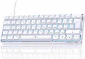 TMKB T61SE žaidimų mechaninė klaviatūra su vokišku QWERTZ išdėstymu, raudonas jungiklis, balta spalva