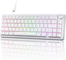 TMKB T68E žaidimų klaviatūra, 60 % mechaninė klaviatūra, tarpinės konstrukcijos su mygtukais, JAV išdėstymas, "Hot Swap", RGB, linijinis jungiklis, 66 klavišai, kompaktiška mini klaviatūra "Windows", "MacOS" ir "Linux" - balta