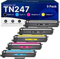 TN247 TN-243CMYK suderinama tonerio kasetė, skirta Brother TN247 TN243 DCP-L3550CDW DCP-L3510CDW HL-L3210CW HL-L3230CDW MFC-L3750CDW MFC-L3710CW spausdintuvams (juoda, žydra, geltona, purpurinė, 5 pakuotės)