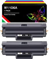 Tonerio kasetė, suderinama su HP 106A W1106A su mikroschema, skirta spausdintuvui Spausdintuvo rašalo kasetė, skirta lazeriniam spausdintuvui 107a 107r 107w, skirta daugiafunkciniam spausdintuvui 135a 135r 135w 135w 135wg 137fnw 137fwg (2 juodos spalvos)
