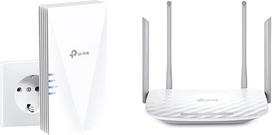 TP-Link RE500X WiFi 6 WLAN stiprintuvo kartotuvas AX1500 (dviejų dažnių 1200MBit/s 5GHz ir Archer C50 AC1200 dviejų dažnių WLAN belaidis WiFi maršrutizatorius