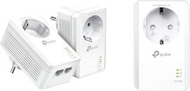 TP-Link TL-PA7027P KIT Powerline tinklo adapteris (1000Mbit/s per Powerline) baltas ir TL-PA7017 P AV1000 Gigabit Powerline adapteris su lizdu (1x Gigabit prievadas, Plug and Play, taupo energiją) baltas