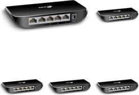 TP-Link TL-SG1005D 5 prievadų gigabitinis stalinis komutatorius (5 10/100/1000Mb/s-RJ45 prievadai, automatinis įjungimas, automatinis MDI/MDIX, ekologiškas IT, 70 % energijos taupymas, plastikinis dangtelis), juodos spalvos (pakuotėje su 5 prievadais)