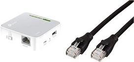 TP-Link TL-WR902AC AC750 WLAN Nano maršrutizatorius (prieigos taškas, TV adapteris, kartotuvas, maršrutizatorius, klientas, spausdinimo, laikmenos, FTP serveris), baltos/pilkos spalvos ir "Amazon Basics" eterneto tinklo kabelis, RJ45, Cat6, 0,9 m, 1000Mb
