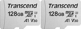 Transcend 128GB microSDXC 300S Speicherkarte, U3 A1, V30, iki 100MB/s | Idealiai tinka 4K vaizdo įrašams, išmaniesiems telefonams ir žaidimams (2 vnt.)
