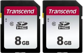 Transcend 8GB SDHC 300S greitoji atmintinė, C10, iki 20MB/s | Idealiai tinka skaitmeniniams fotoaparatams ir "Full HD" vaizdo įrašams (2 vnt.)