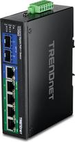 TRENDnet TI-UPG62 6 prievadų apsaugotas pramoninis Gigabit Ultra PoE jungiklis su DIN juosta (juodas) V1.0R