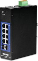 TRENDnet, TI-G102i, 10 prievadų valdomas DIN bėgio L2 pramoninis Gigabit komutatorius, 8 x Gigabit, 2 SFP lizdai, montuojamas ant DIN bėgio, IP30, Vlan, Qos, Lacp, STP/Rstp, pralaidumo valdymas