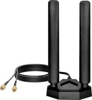 Trijuostė "WiFi 6E" antena 8dBi 2.4GHz 5.8GHz 6Ghz Magnetinė bazė RP-SMA adapteris "Bluetooth" antena, suderinama su kompiuteriu Stalinis kompiuteris PCI-E kortelė WLAN Belaidis WiFi 6E maršrutizatorius