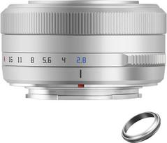 TTARTISAN AF 27 mm F2.8 Fuji X automatinio fokusavimo objektyvas, APS-C itin kompaktiškas blynelio formos objektyvas, lengvos konstrukcijos, pilnai metalinis korpusas su fiksuojančiu diafragmos žiedu, skirtas Fujifilm X-Mount fotoaparatams (sidabrinis)