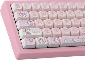 TYRIXKI PBT 148 klavišų "Cute Keycaps Dye Sublimation Bunny" klavišų dangtelių rinkinys MOA profilio, skirtas "Cherry Gateron MX" mechaninėms klaviatūroms