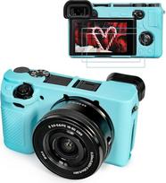 TYUANDOUER A6400 A6300 A6100 Kameratache & LCD-Displayschutz-Zubehör-Set, Silikono dangtelis Sony Alpha A6400 A6300 A6100 skaitmeniniam fotoaparatui, Gehäuseabdeckung für A6400 A6300 A6100 mit Griff, Blau