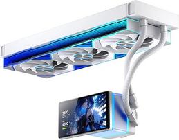 TZMRIT PF360 Aio 360 mm vandens aušinimo ventiliatorius su 5,5 colių LCD magnetinio ekrano ekranu, "viskas viename", ARGB Infinity Mirror 2000 RPM PWM ventiliatorius, skirtas AM4/AM5 ir "Intel LGA1851/1700" (360 White)