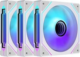 TZMRIT Prism 4 Pro RGB ventiliatorius 120 mm juodas, 5 V 3PIN pagrindinės plokštės sinchronizuojamas 4PIN veidrodinis PWM ARGB kompiuterio korpuso ventiliatorius (baltas, "Forward-3PCS")