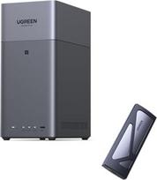 UGREEN NASync DH2300 2 lizdų stalinis NAS serveris su 10Gb/s NVMe korpusu, NFC bakstelėjimu, dirbtinio intelekto nuotraukų albumu, 4K asmenine vaizdo įrašų biblioteka, namų NAS serveriu su 1GbE LAN ir 4GB RAM (be disko)