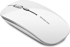 Uiosmuph Q5 belaidė pelė, įkraunama belaidė pelė, 2.4G tyli belaidė pelė, itin plona belaidė kompiuterio pelė, 1600 DPI, su C tipo USB imtuvu, skirta nešiojamiesiems kompiuteriams, kompiuteriams, "Linux" (balta)