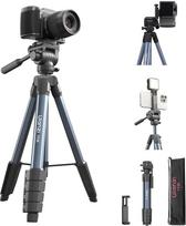 ULANZI TT39 155 cm ilgio fotoaparato trikojis su 360° pasukimo ir -80°/+90° pakreipimo galvute, lengvas trikojis su mobiliojo telefono laikikliu, kelioninis trikojis, suderinamas su DSLR, mobiliuoju telefonu (svoris 0,95 kg, keliamoji galia 8 kg)