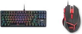 Unbekannt DR1TECH Raven Mechanical TKL žaidimų klaviatūra kompiuteriui/PS4 su RGB apšvietimu ir DR1TECH Hunter Professional žaidimų pelė su kabeliu [5 keičiami svoriai + triguba ugnis]