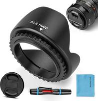 Universalus dvipusis Tulpių gėlių žiedo objektyvo gaubtas su objektyvo dangteliu, suderinamas su "Canon Nikon" "Sony" "Pentax" "Olympus Fuji" fotoaparatu 49 mm