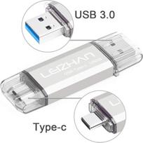 USB atminties kortelė "Memory Stick" 128GB C tipo/USB "Memory Stick OTG 2-in-1" USB 3.0 rašiklinis diskas, skirtas kompiuteriams, nešiojamiesiems kompiuteriams, mobiliesiems telefonams ir kitiems USB-C įrenginiams - sidabrinės spalvos
