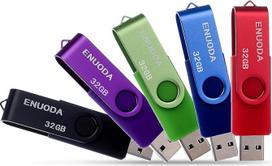 USB atmintinė "Enuoda Rotate Metal Multi-Coloured High Speed USB 2.0 Flash Drive Pack" (raudona, žalia, juoda, mėlyna, violetinė) 5 x 32GB