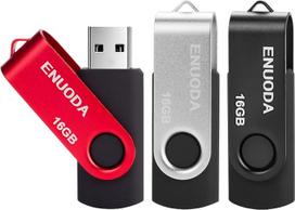 USB atmintinė "Enuoda Rotate Metal Multi-Coloured High Speed USB 2.0 Flash Drive Pack" (sidabrinė, raudona, juoda) 3 x 16GB 3 vnt.
