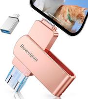 USB atmintinė "iPhone" 256GB [be programos] 4 in 1 atminties kortelė USB 3.0 nuotraukų kortelė "Photo Stick" mobiliojo telefono nuotraukų kortelė su "Plug and Play" atsargine kopija nuotraukoms ir vaizdo įrašams, "Flash" diskas "iPhone" / "iPad" / "Andro