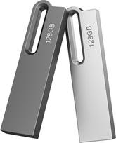 USB atmintinė 128GB 3.0 Pakuotė iš 2 neperšlampamų atminties lazdelių Didelės spartos atmintinė 128GB "iOS" "Android" "Windows" "Linux" Sidabrinė/juoda USB 3.0 Pendrive USB atmintinė nešiojamajam kompiuteriui
