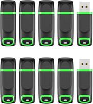 USB atmintinė 16GB, 10 vnt. KEXIN USB atmintinė 16GB, 10 vnt. USB 2.0 atmintinė USB atmintinė su dangteliu ir LED šviesa Atmintinė, skirta kompiuteriui, automobiliui, televizoriui, žalia