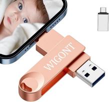 USB atmintinė 256GB, kurioje galima išsaugoti daugiau nuotraukų ir vaizdo įrašų. 3 in 1 USB atmintinė mobiliajam telefonui Atmintinė pateikiama su C tipo adapteriu, "iPhone" atmintinė suderinama su i0S/Android/PC.
