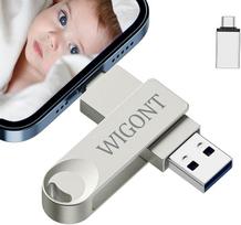 USB atmintinė 256GB, kurioje galima saugoti daugiau nuotraukų ir vaizdo įrašų, 3 in 1 USB atmintinė "iPhone" atmintinė, pagaminta iš metalo ir pasukama 360° kampu, atmintinė mobiliajam telefonui, suderinama su i0S/Android/PC.