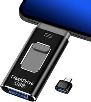 USB atmintinė 3.0 iPhone 128GB [MFi sertifikuota], 4-in-1 atmintinė (Lightning, USB-C, USB3.0, Micro USB), suderinama su iPhone/iPad/Android/PC, juoda