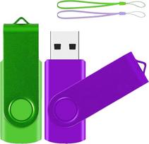 USB atmintinė 32GB, 2 vnt., ABLAZE spalvota gradientinė atmintinė "Memory Stick Rotate Metal Colourful Memory Stick High Speed USB 2.0 Flash Drive (žalia/violetinė)