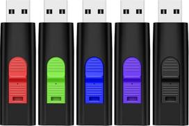 USB atmintinė 32GB 5 pakuotės USB 2.0 Flash Drive besisukantis didelės spartos saugojimo U diskas Gera dovana (5 spalvos: raudona, žalia, juoda, juoda, mėlyna, violetinė)