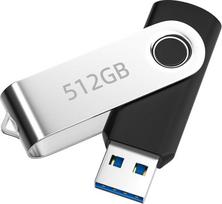 USB atmintinė 512GB USB 3.0 Speicherstick Wasserdicht USB-Flash-Laufwerk Datenspeicherung USB-Stick mit Rotierenden Metallclip Memory Stick für Laptops, Tablets, PCs