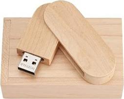 USB atmintinė Medinis USB 2.0 "Flash Drive" 64GB duomenų atmintinė "Memory Stick" besisukanti atmintinė su medine dėžute