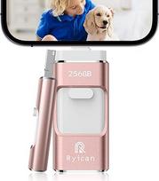 USB atmintinė telefonui "Ryican" 256GB atmintinė "iOS" Apsaugota slaptažodžiu Failai 4 in 1 USB 3.0 Photostick Pendrive USB C OTG Android/Laptop/PC/Pad, duomenų kopijavimas vienu paspaudimu (rožinė)