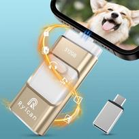 USB atmintinė telefonui "Ryican" 512GB atmintinė "iOS" su slaptažodžiu apsaugotiems failams 4 in 1 USB 3.0 Photostick Pendrive USB C OTG Android/Laptop/PC/Pad, duomenų kopijavimas vienu paspaudimu (512G, auksinė)