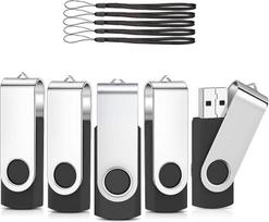 USB atmintinės 32GB, 5 vnt., "AreTop Memory Stick Rotate Metal Multicoloured High Speed USB 2.0 Flash Drive Pack" (juoda)