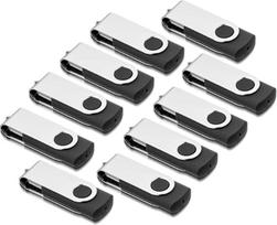 USB atmintinės 8GB, 10 vnt., AreTop USB 2.0 8GB, 10 vnt., 360 laipsnių kampu USB atmintinė, didelės spartos duomenų saugojimo atmintinė (juoda)
